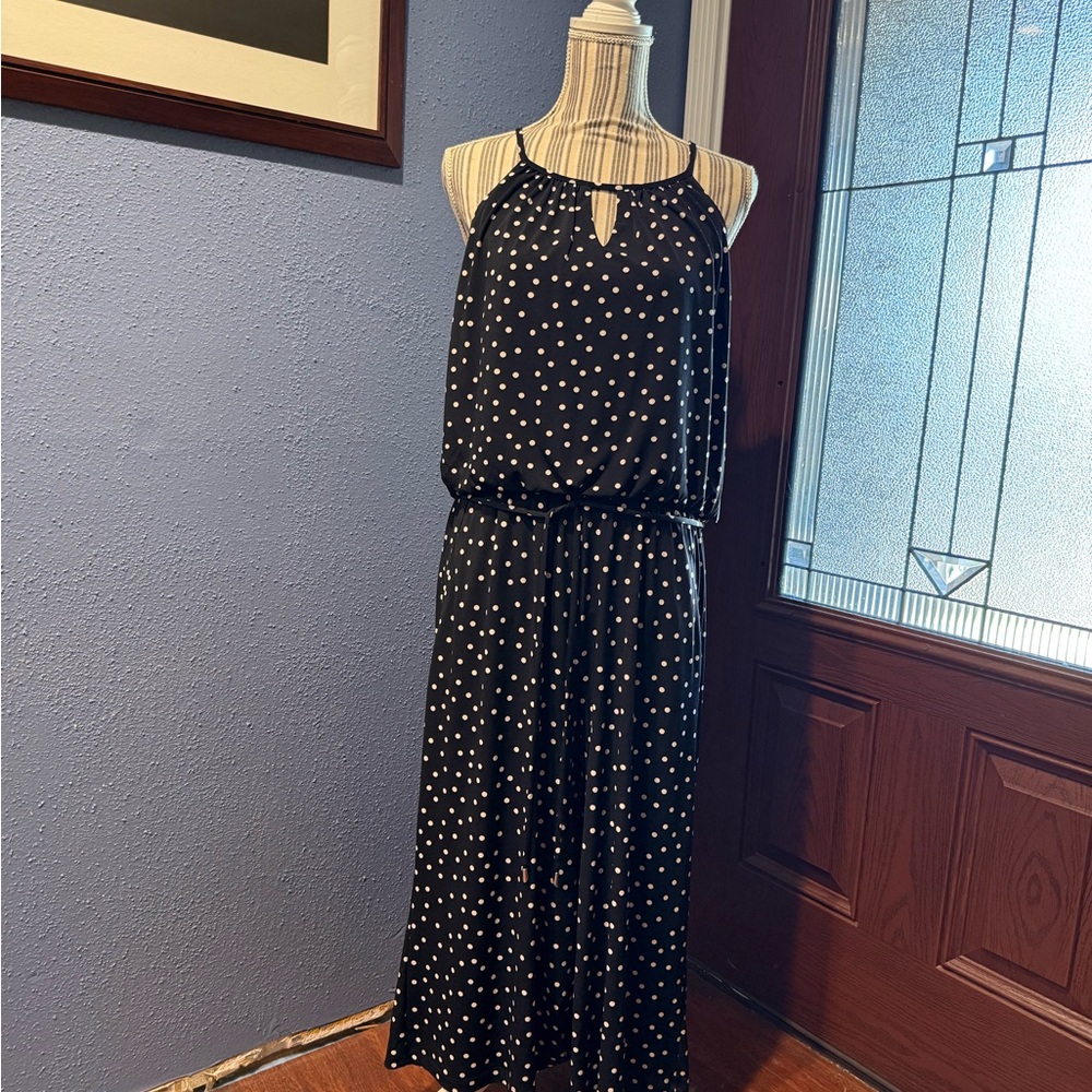 London Times Black and White Polka Dot Jumpsuit